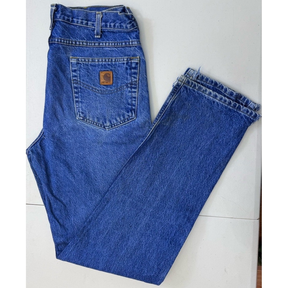 Vintage Carhartt Traditional Jeans Distressed Stained Split Hem 35x34 Fits 34x33